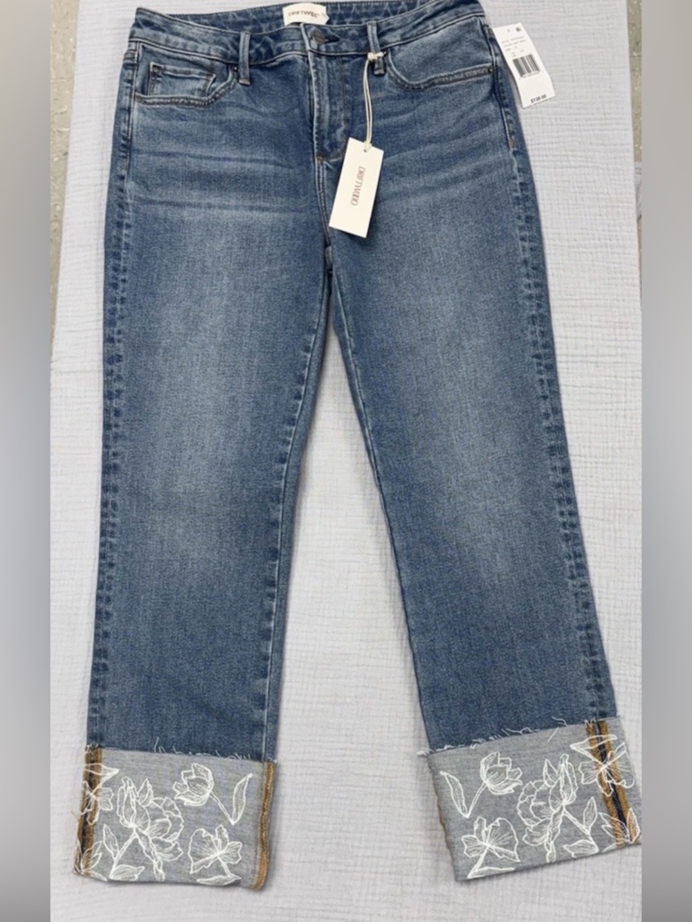 DRIFTWOOD Colett floral Straight-Leg Jeans with Embroidered Cuffs